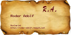 Roder Adolf névjegykártya